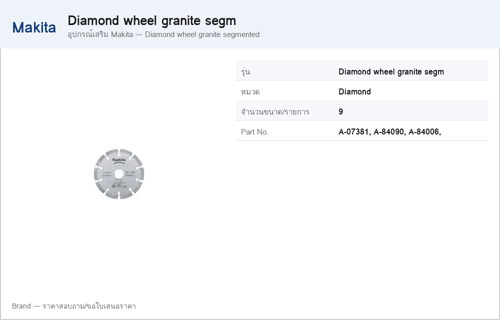 อุปกรณ์เสริม Makita — Diamond wheel granite segmented