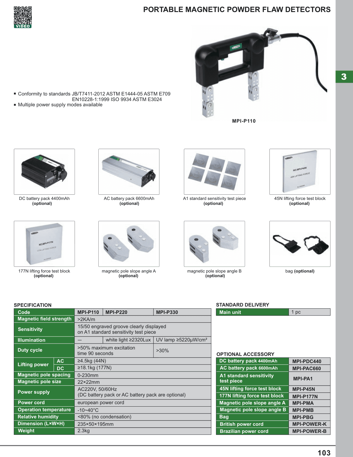 INSIZE Portable Magnetic Powder Flaw Detectors (MPI-P110)