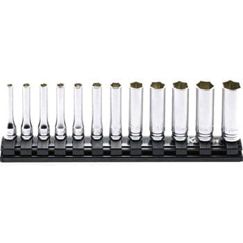 ชุดบ๊อกซ์ รุ่นแชด ยาว ขนาด 1/4” ชุด 12 ชิ้น ในรางแม่เหล็ก (Socket Set on Rail)