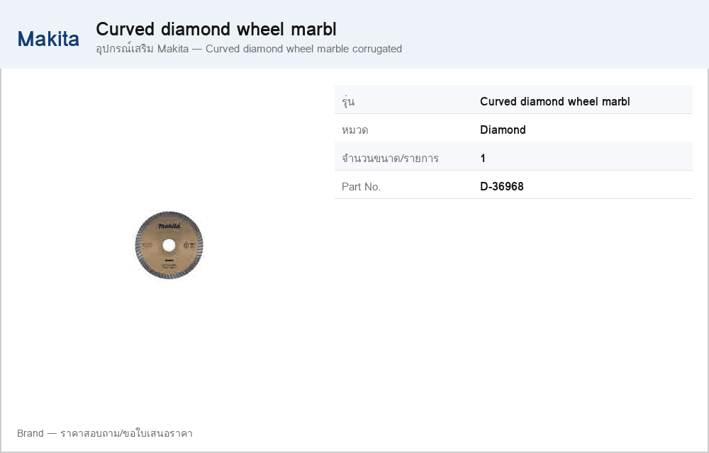 อุปกรณ์เสริม Makita — Curved diamond wheel marble corrugated