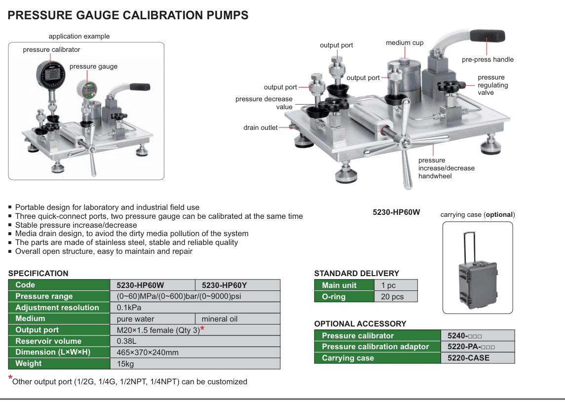 INSIZE Pressure Gauge Calibration Pumps (5220-CASE)