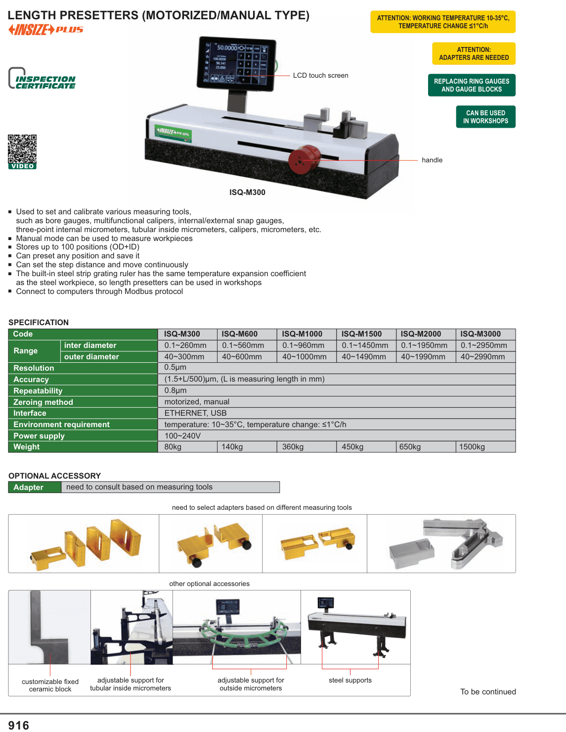 INSIZE Length Presetters (Motorized/Manual Type) (ISQ-M300)