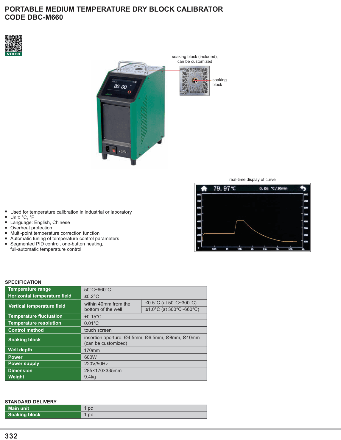 INSIZE Portable Medium Temperature Dry Block Calibrator (DBC-M660)