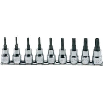 บ๊อกซ์เดือยโผล่ ท๊อกซ์ 5 แฉก ขนาด 3/8” ชุด 9 ชิ้น ในรางเหล็ก (Penta-Lobe Bit Socket Set)