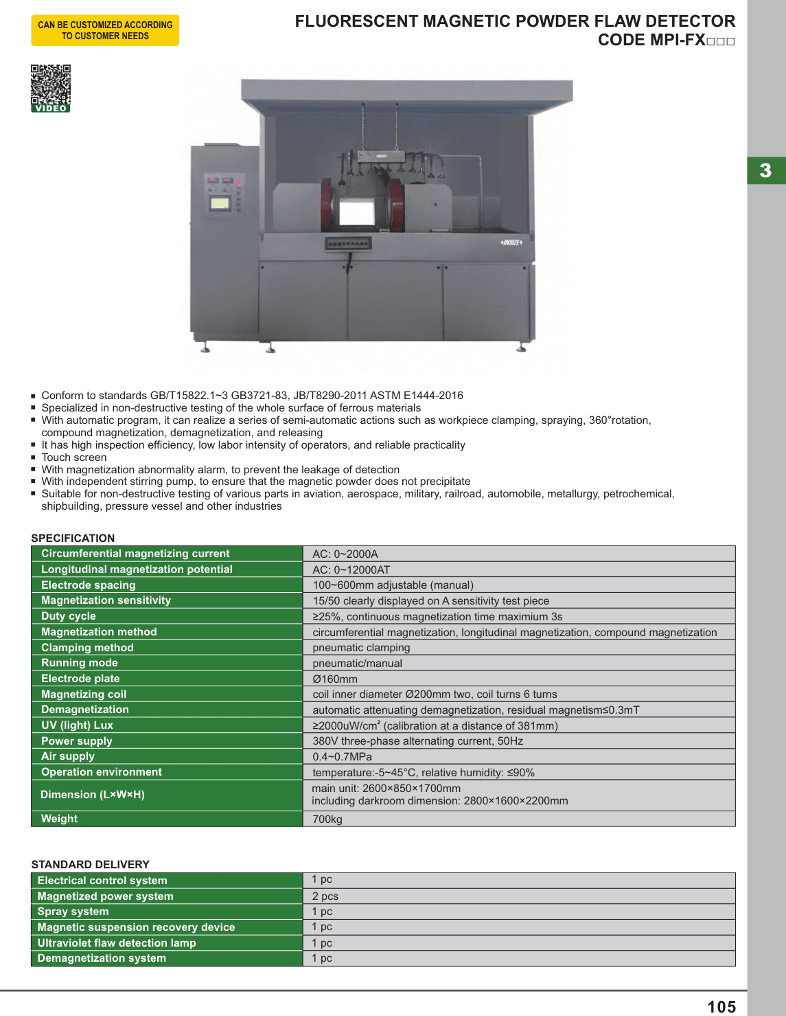 INSIZE Fluorescent Magnetic Powder Flaw Detector (MPI-FX)