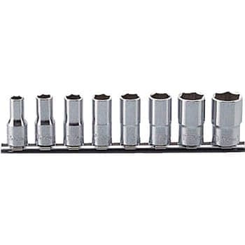 ลูกบ๊อกซ์ กึ่งยาว 12P (มิล) ขนาด 3/8” ชุด 8 ชิ้น ในรางเหล็ก (Semi Deep Socket Set on Rail)