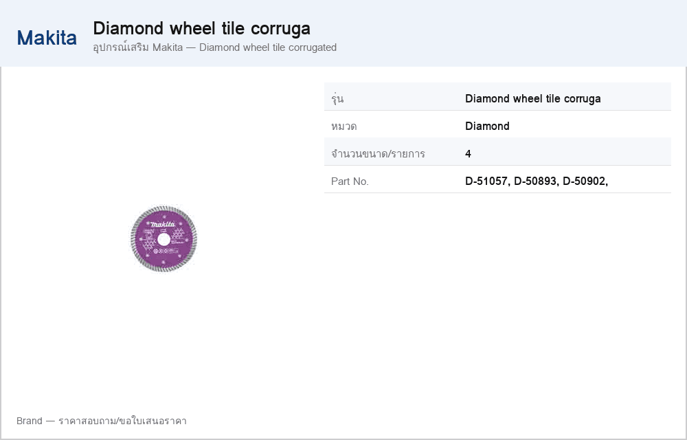 อุปกรณ์เสริม Makita — Diamond wheel tile corrugated