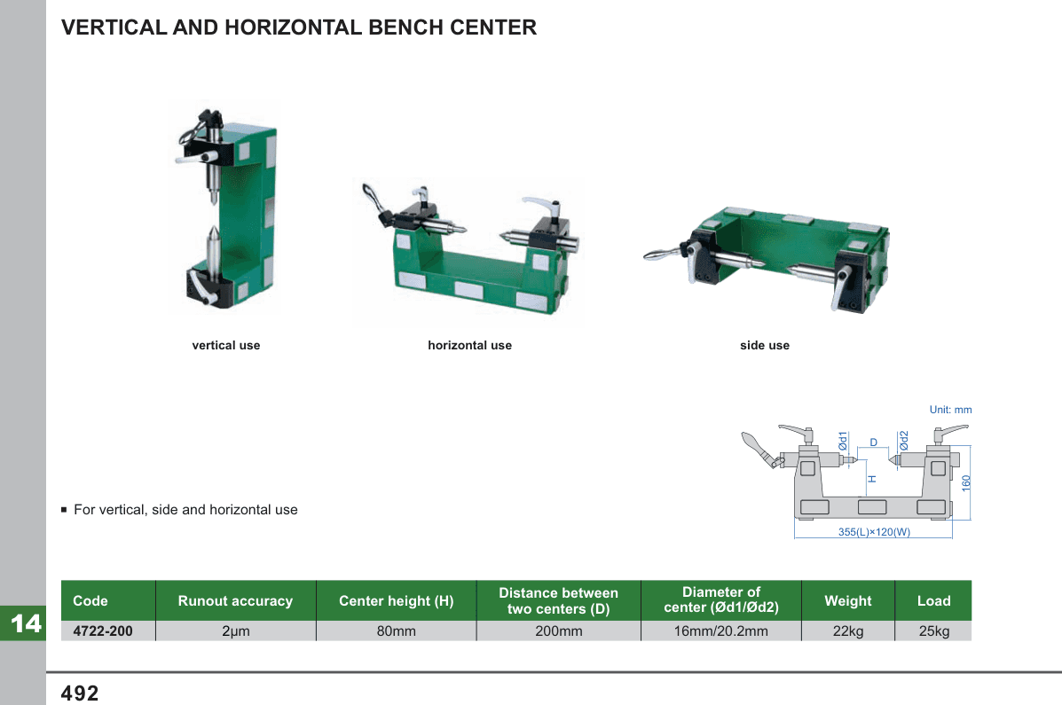 INSIZE Vertical And Horizontal Bench Center (4722-200)