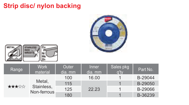 อุปกรณ์เสริม Makita — Strip disc/ nylon backing