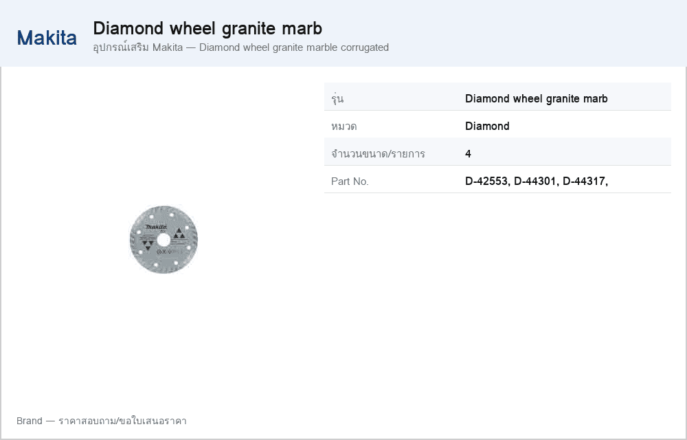 อุปกรณ์เสริม Makita — Diamond wheel granite marble corrugated