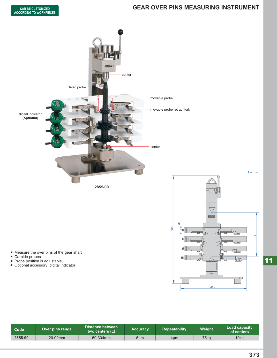 INSIZE Gear Over Pins Measuring Instrument (2855-90)