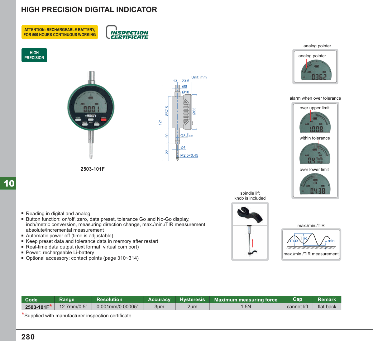 INSIZE High Precision Digital Indicator (2503-101F)