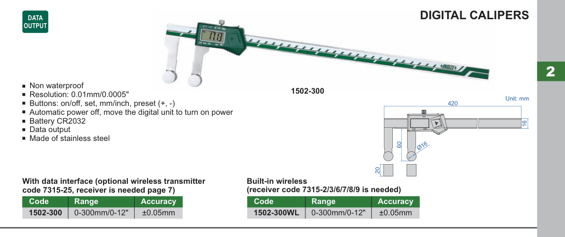 INSIZE Digital Calipers (1502-300)