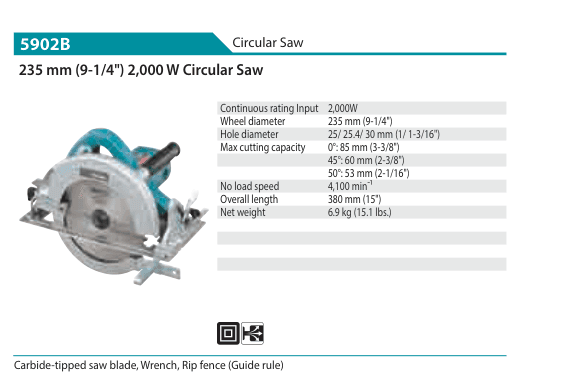 เลื่อยวงเดือน Makita 5902B