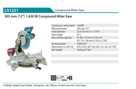 เลื่อยองศา Makita LS1221