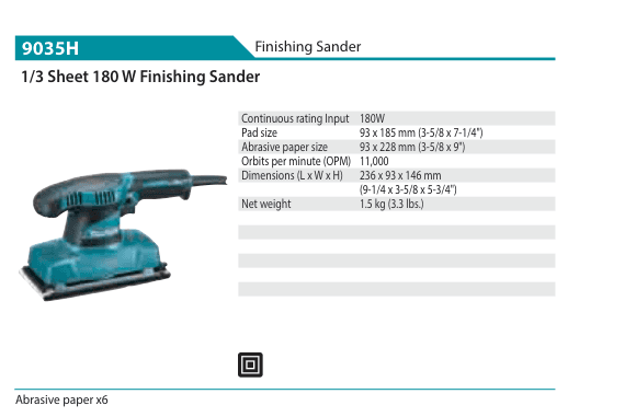 เครื่องขัดกระดาษทราย Makita 9035H