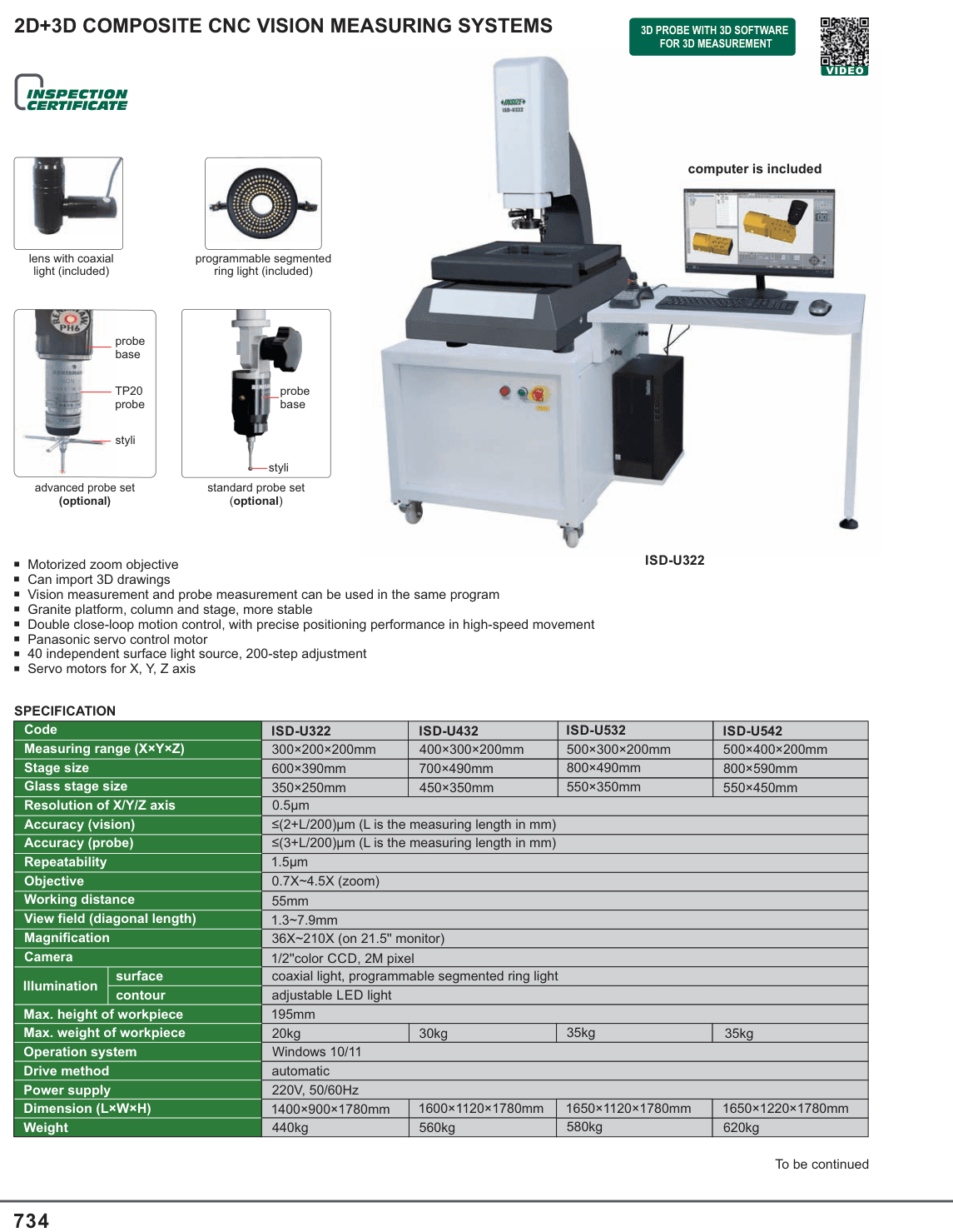 INSIZE 2D+3D Composite Cnc Vision Measuring Systems (ISD-U322)
