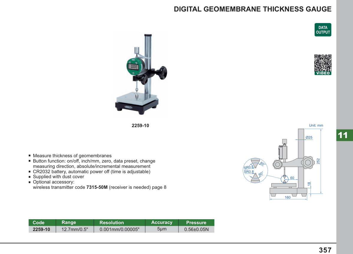 INSIZE Digital Geomembrane Thickness Gauge (2259-10)