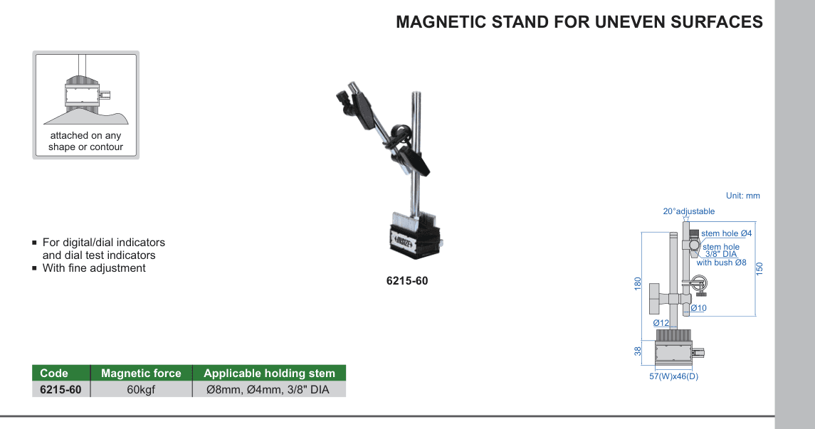 INSIZE Magnetic Stand For Uneven Surfaces (6215-60)