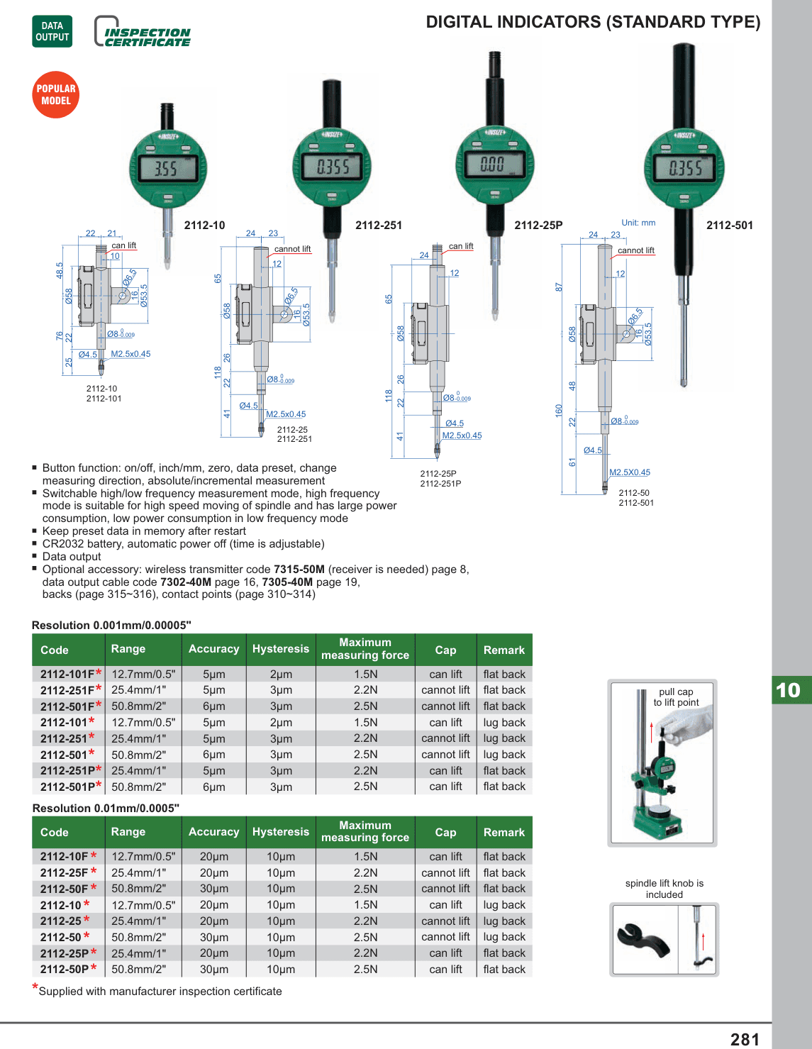 INSIZE Digital Indicators (Standard Type) (2112-101F)