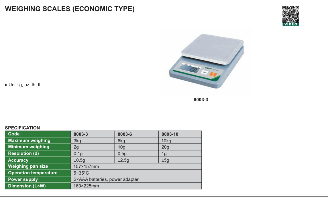 INSIZE Weighing Scales (Economic Type) (8003-3)