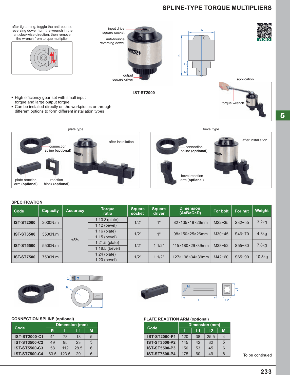 INSIZE Spline-Type Torque Multipliers (IST-ST2000)