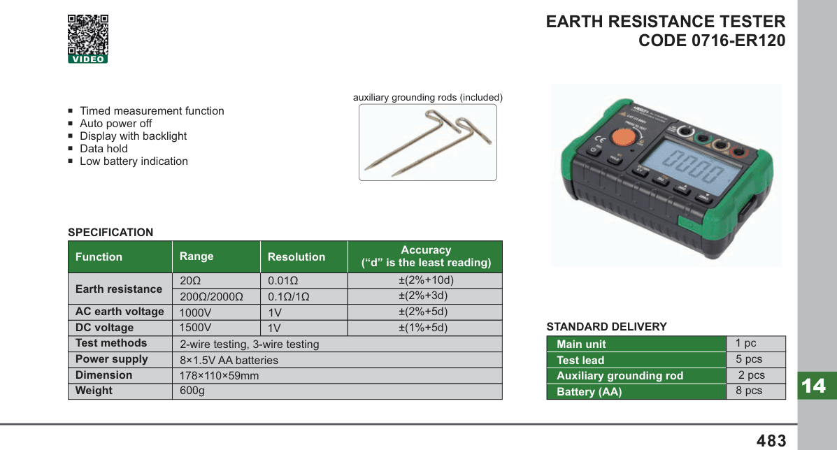 INSIZE Earth Resistance Tester (0716-ER120)