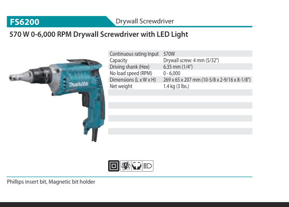 ไขควงยิงฝ้า Makita FS6200