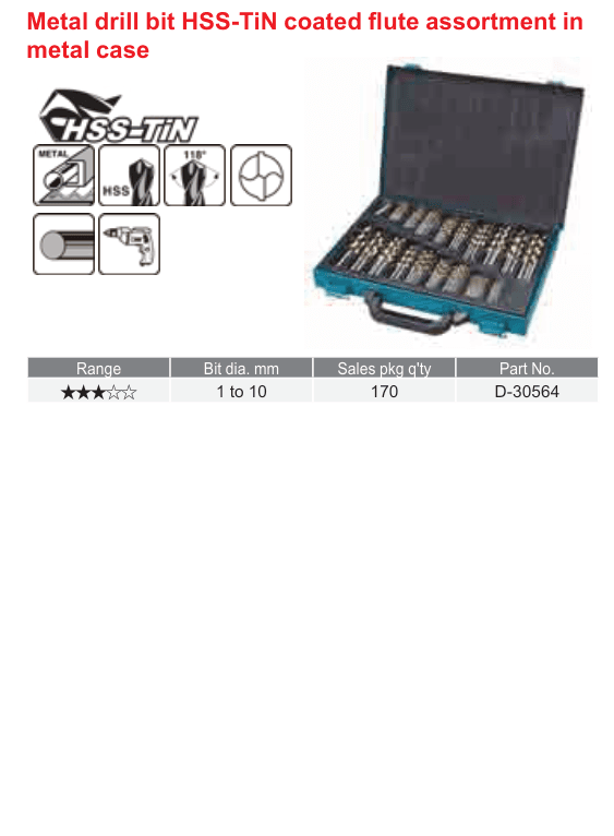 อุปกรณ์เสริม Makita — Metal drill bit HSS-TiN coated flute assortment in metal case
