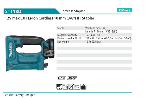 เครื่องยิงลวดเย็บไร้สาย Makita ST113D