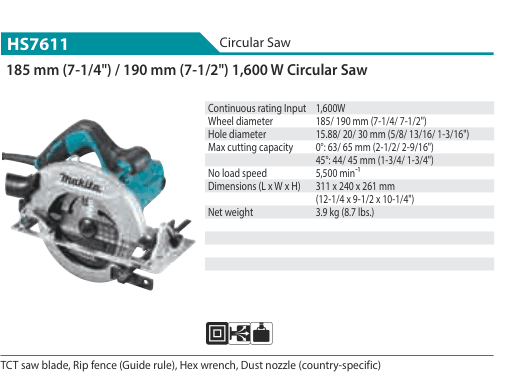 เลื่อยวงเดือน Makita HS7611