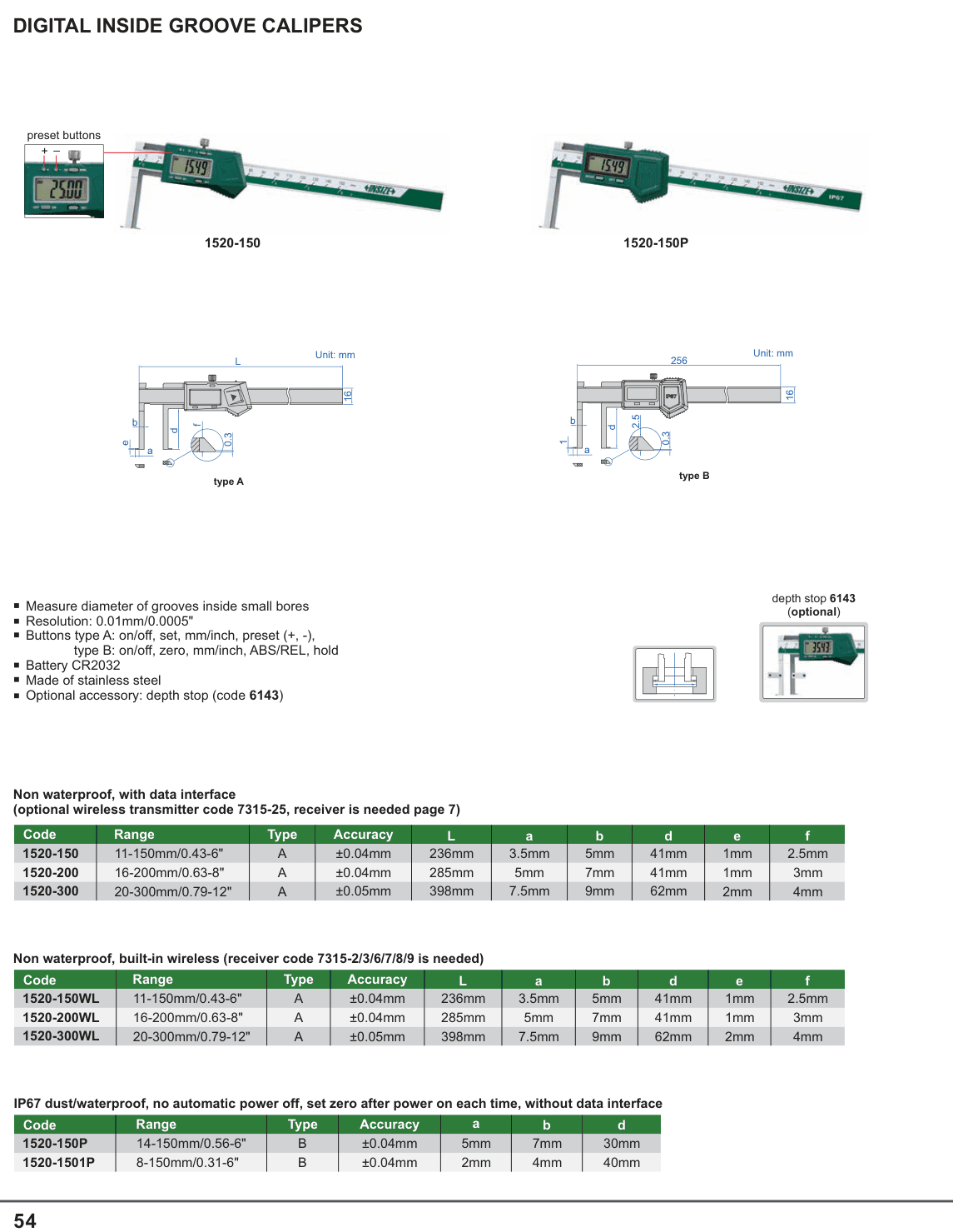INSIZE Digital Inside Groove Calipers (1520-150)