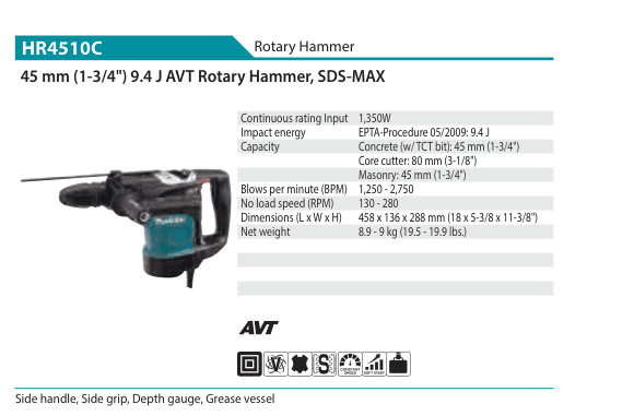 สว่านโรตารี่ Makita HR4510C