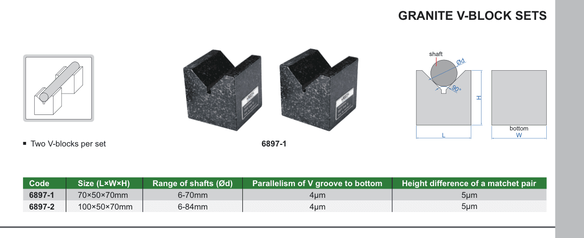 INSIZE Granite V-Block Sets (6897-1)