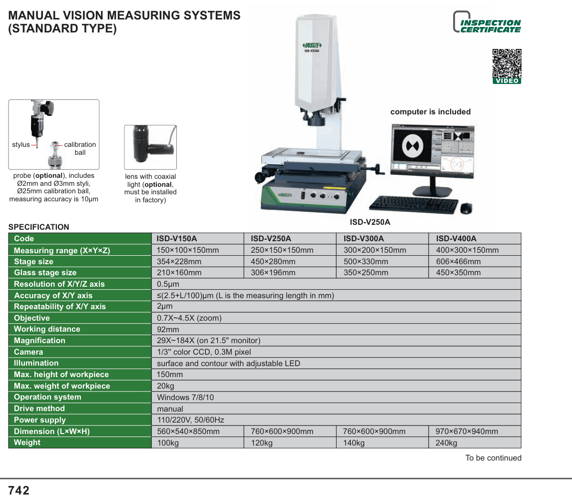 INSIZE Manual Vision Measuring Systems (Standard Type) (ISD-V250A)
