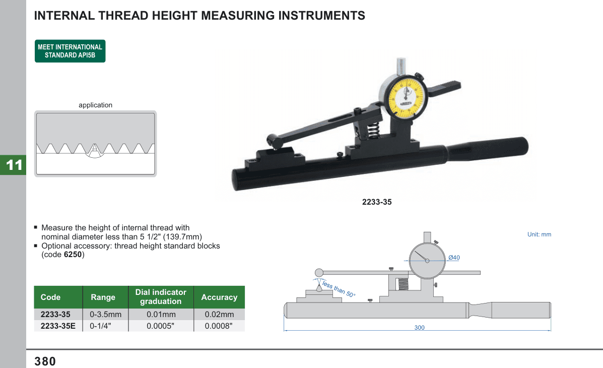 INSIZE Internal Thread Height Measuring Instruments (2233-35)