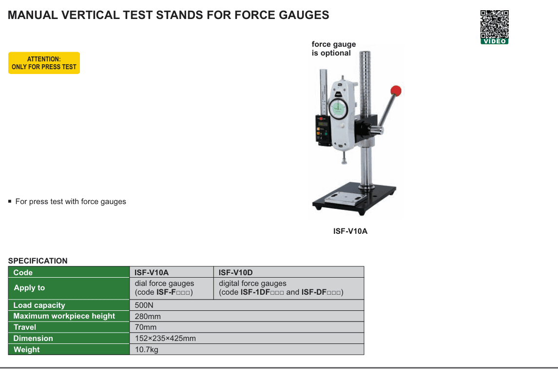 INSIZE Manual Vertical Test Stands For Force Gauges (ISF-V10A)