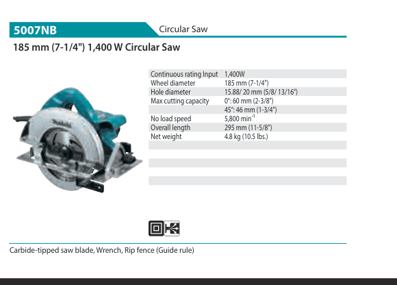 เลื่อยวงเดือน Makita 5007NB