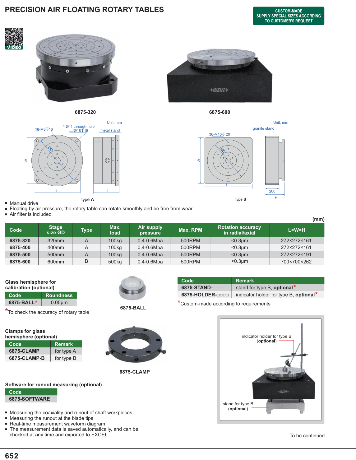INSIZE Precision Air Floating Rotary Tables (6875-600)
