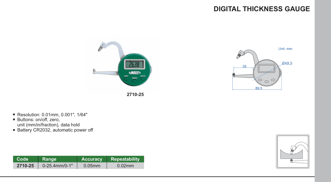 INSIZE Digital Thickness Gauge (2710-25)
