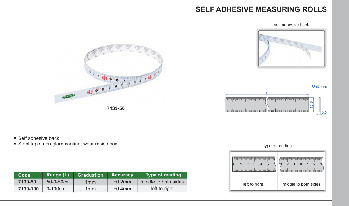 INSIZE Self Adhesive Measuring Rolls (7139-50)