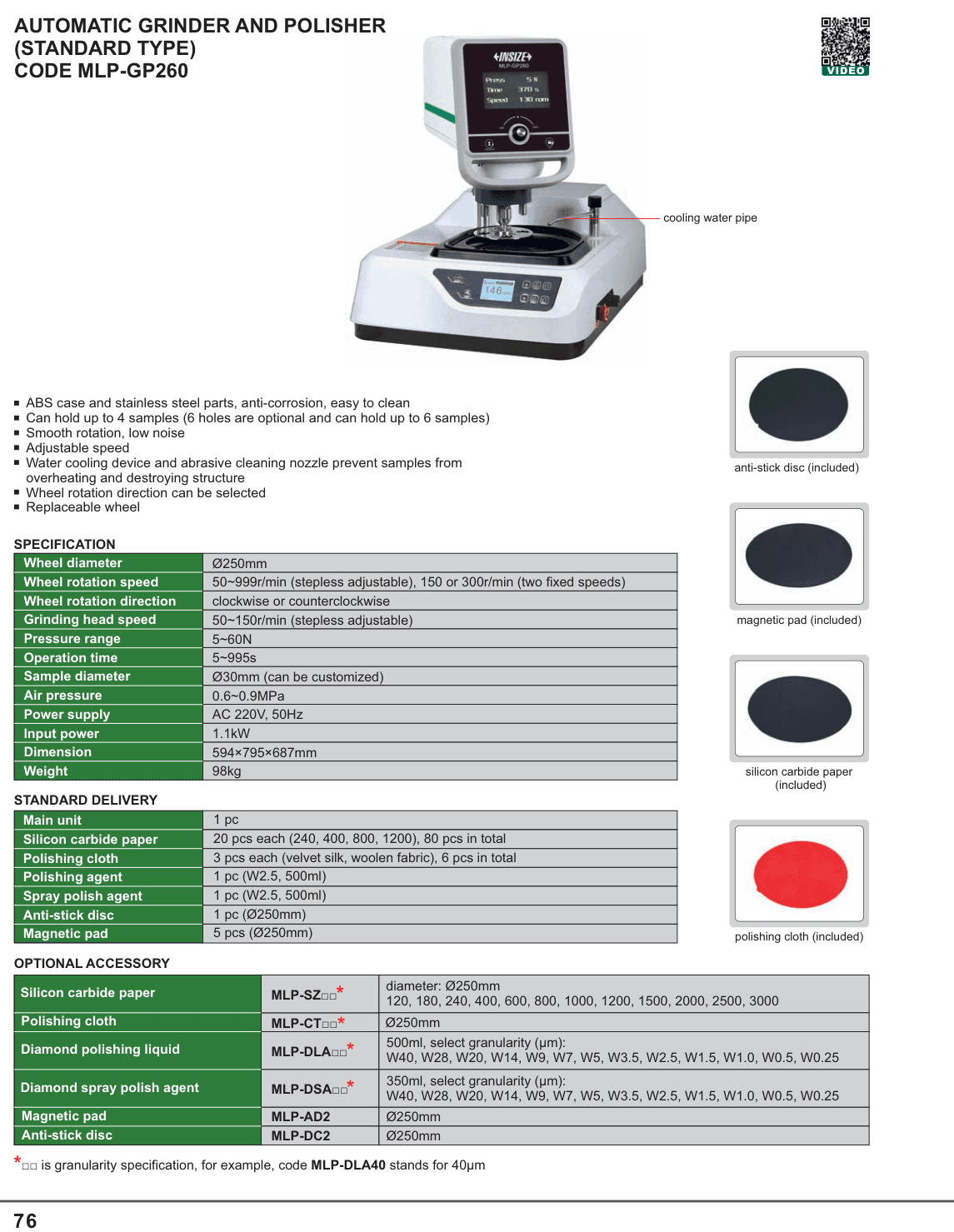INSIZE Automatic Grinder And Polisher (Standard Type) (MLP-GP260)