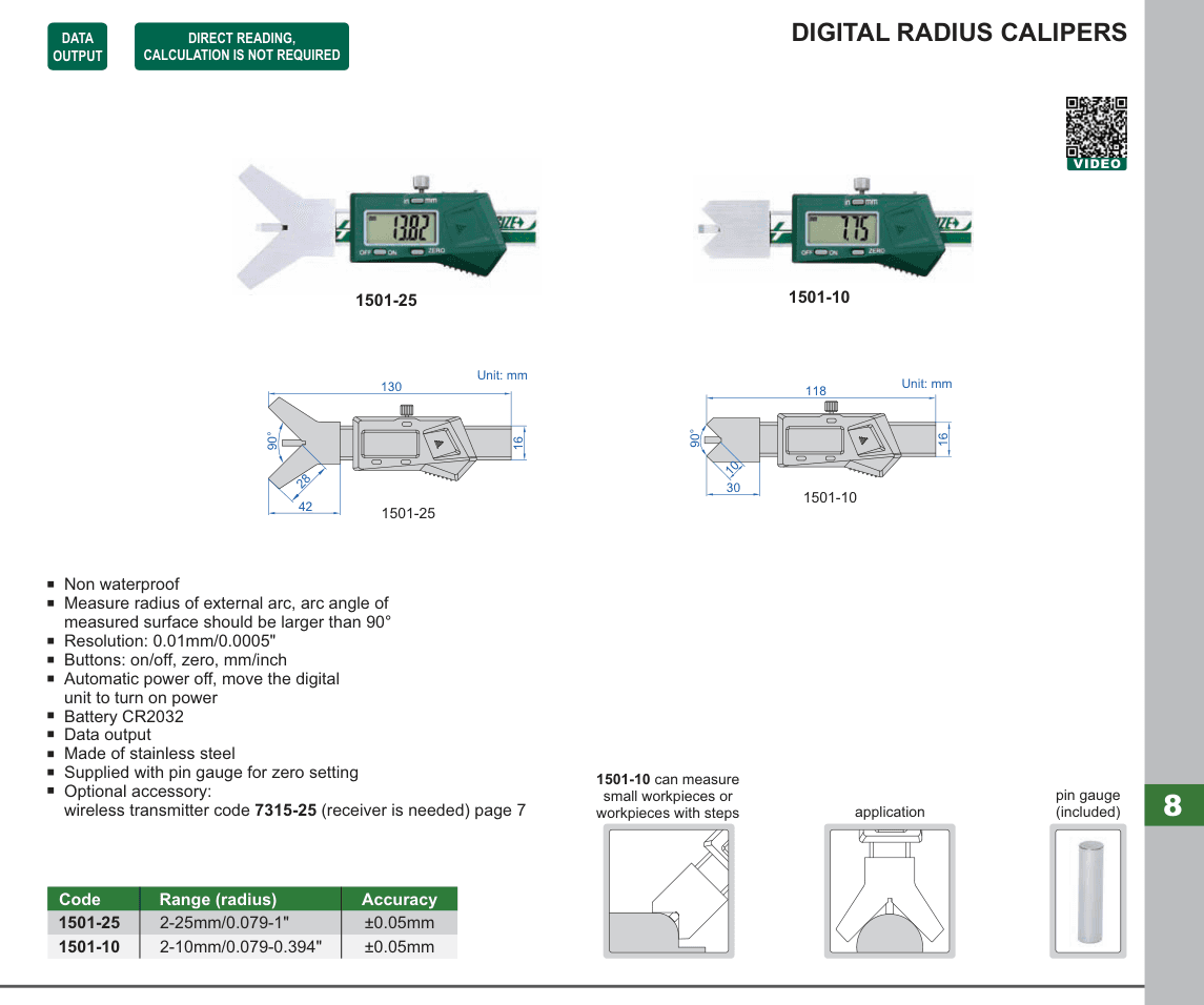 INSIZE Digital Radius Calipers (1501-10)