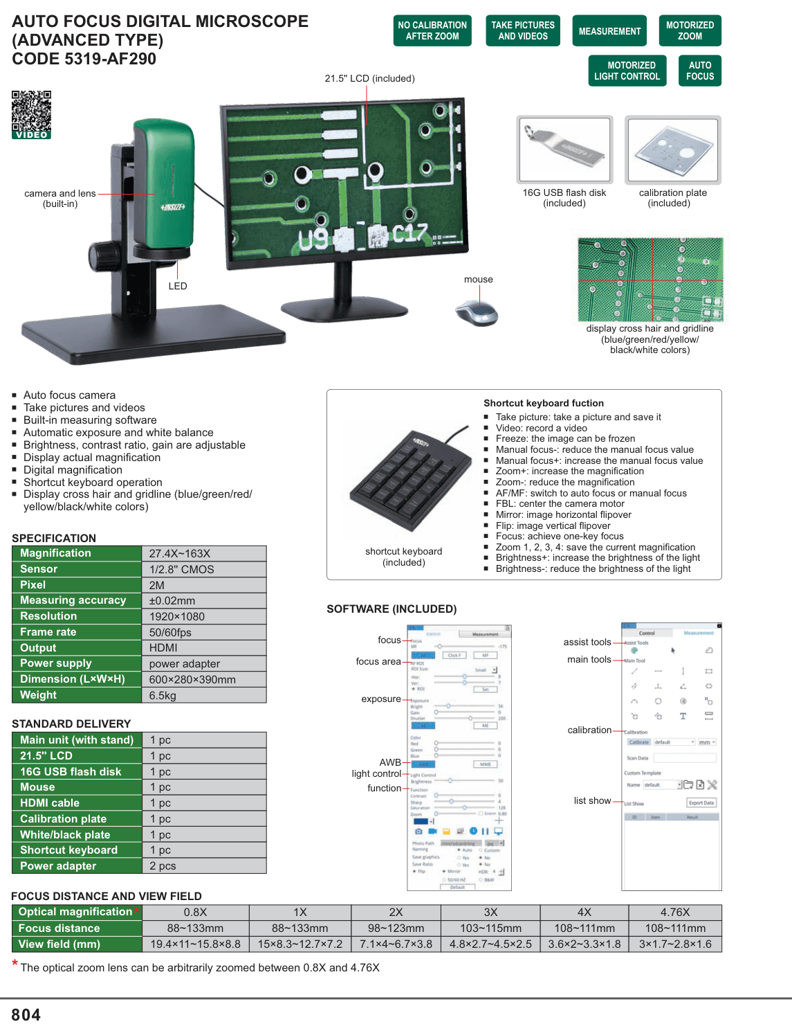 INSIZE Auto Focus Digital Microscope (Advanced Type) (5319-AF290)