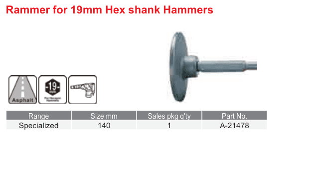 อุปกรณ์เสริม Makita — Rammer for 19mm Hex shank Hammers