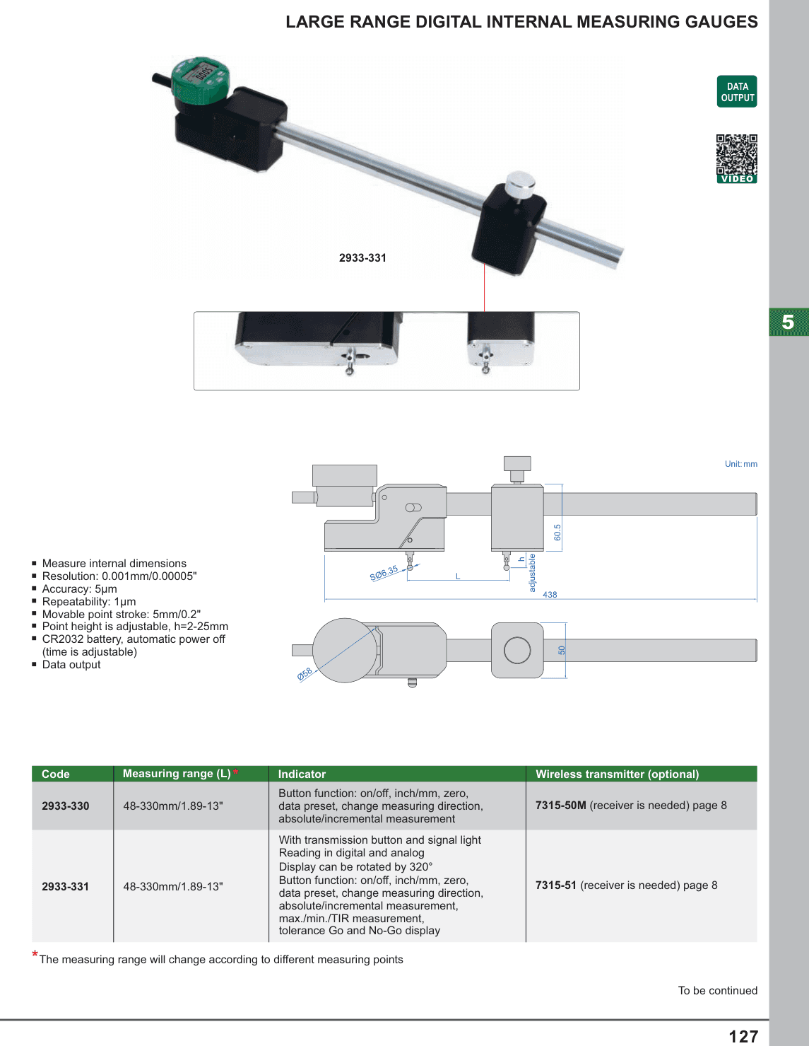 INSIZE Large Range Digital Internal Measuring Gauges (2933-331)