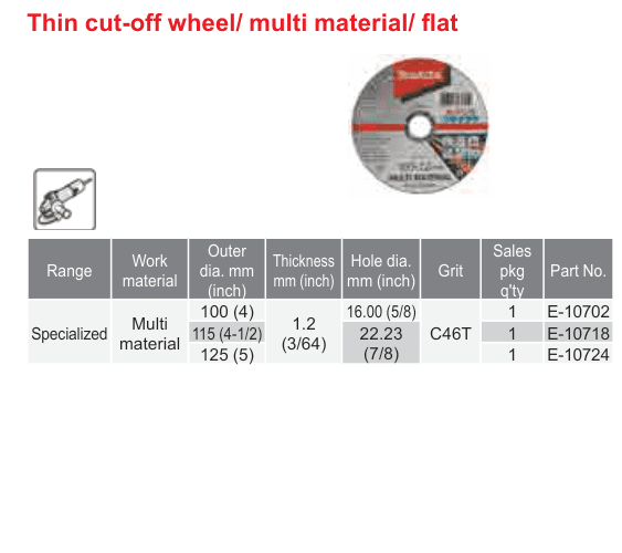 อุปกรณ์เสริม Makita — Thin cut-off wheel/ multi material/ flat