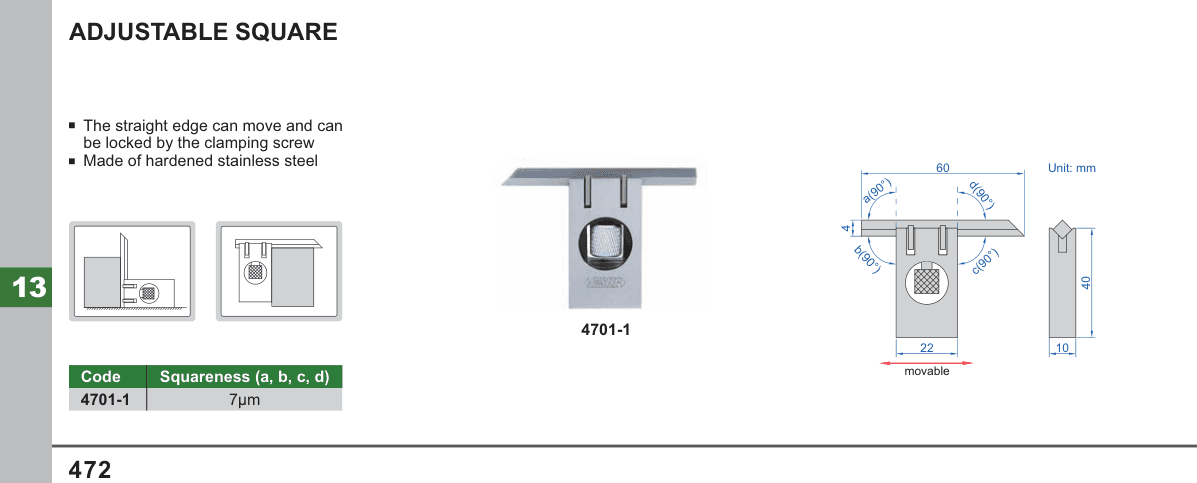INSIZE Adjustable Square (4701-1)