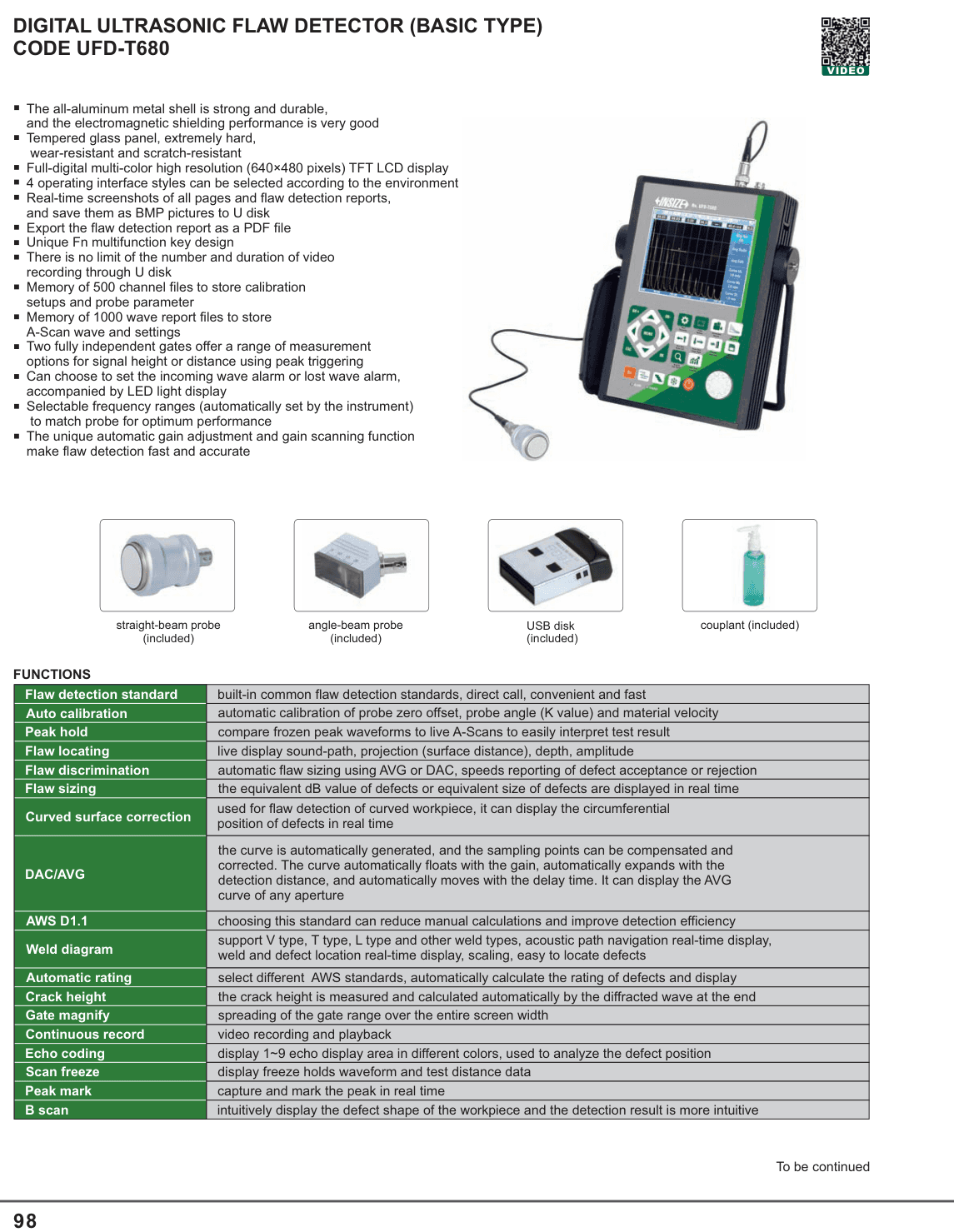 INSIZE Digital Ultrasonic Flaw Detector (Basic Type) (UFD-T680)