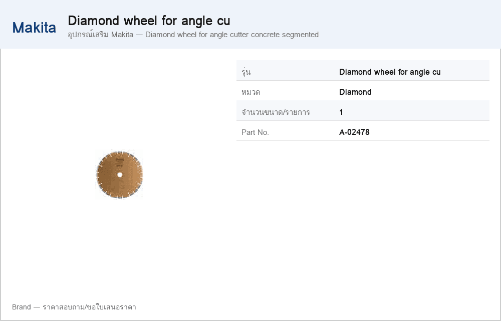 อุปกรณ์เสริม Makita — Diamond wheel for angle cutter concrete segmented